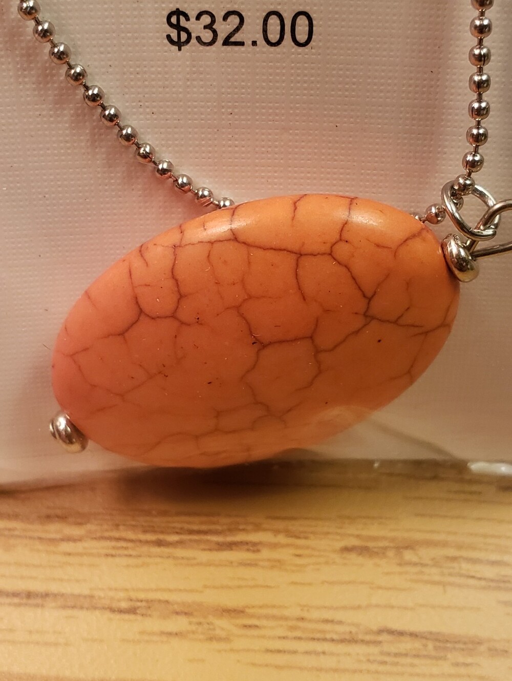 Red Jasper Pendant Necklace Silver-tone